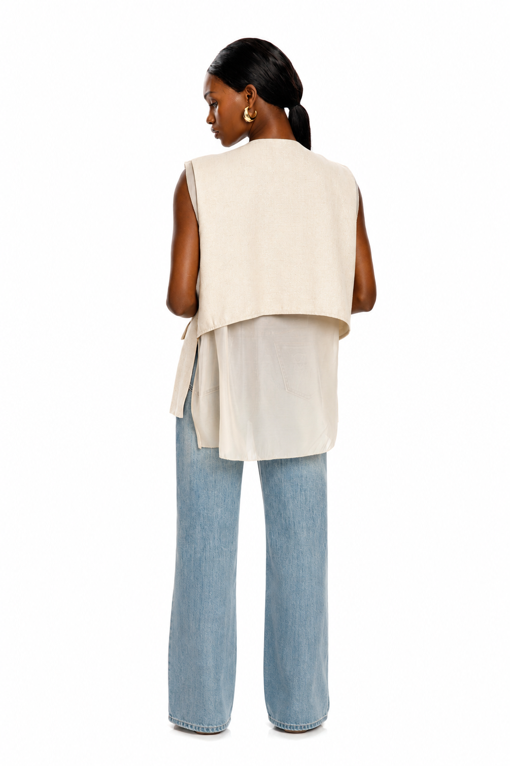 Beige Sleeveless Tailored Vest