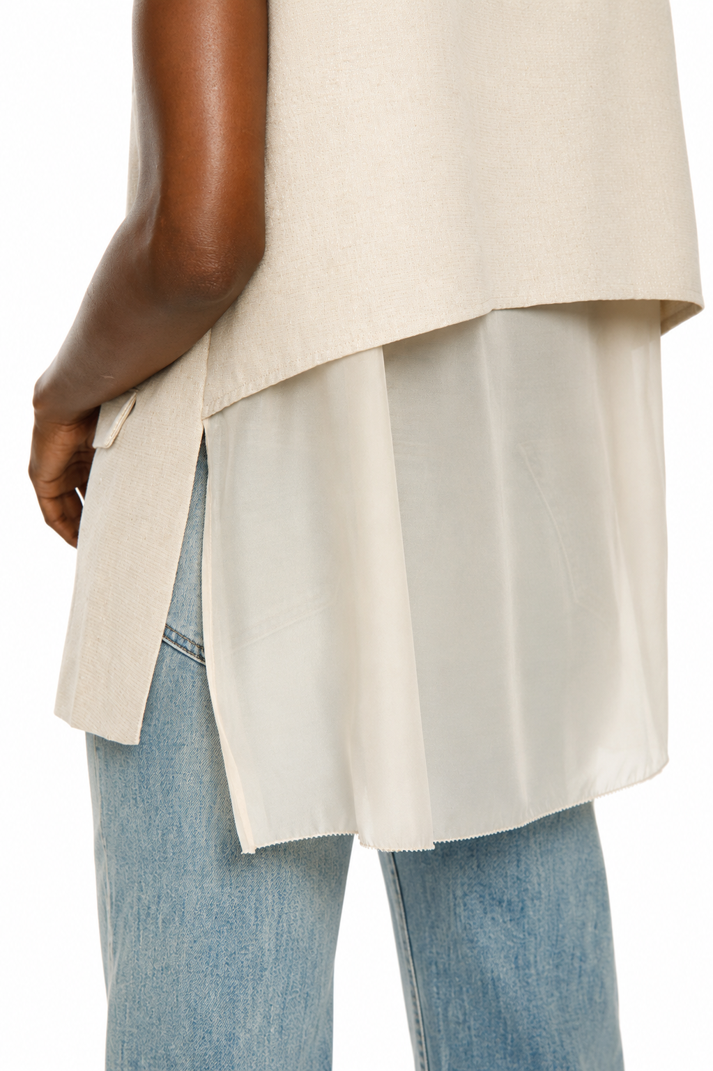 Beige Sleeveless Tailored Vest
