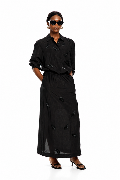 Conjunto Largo Negro Elegancia de Medianoche