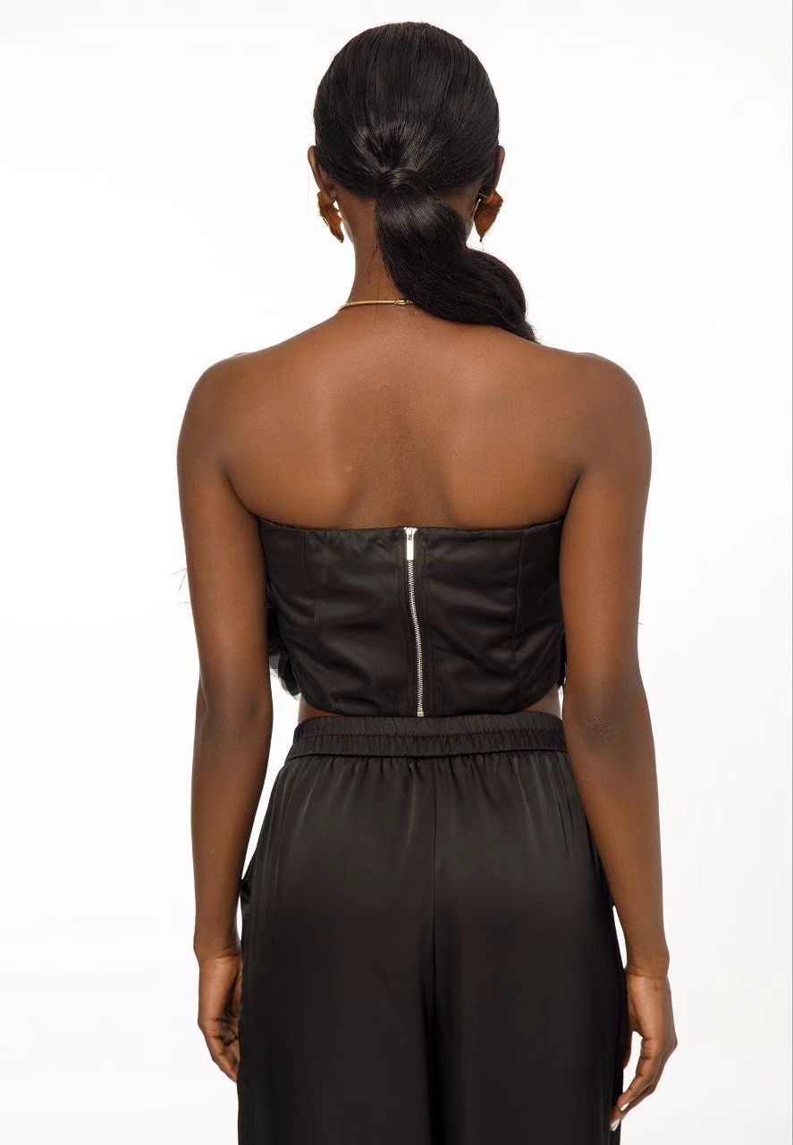 Rosette Bloom Strapless Top