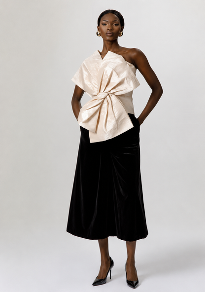 Elegant One-Shoulder Bow Blouse
