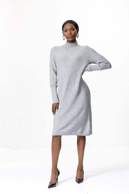 Mock Neck Knit Midi Dress